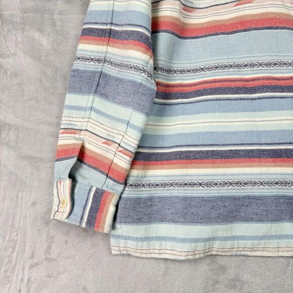 Faherty Baja Hoodie Mens M Striped Surf Beach Pullover Hooded Shirt Surf Coastal - Picture 9 of 9
